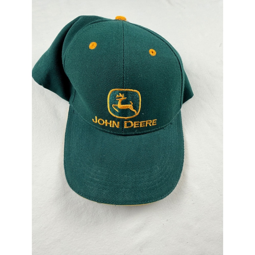 John Deere Mens Green Yellow Embroidered Logo Baseball Cap Hat Adjustable